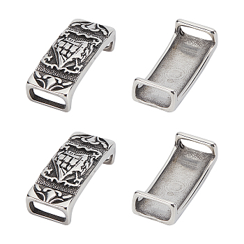 Unicraftale 304 Stainless Steel Slide Charms, Rectangle with Boat, Antique Silver, 39.5x16x10mm, Hole: 6.5x12.5mm, 4pcs/box