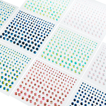 AHADERMAKER 10 Sheets 5 Colors Self Adhesive Acrylic Faux Pearl stickers, Rhinestones Crystal Gem Stickers, for Craft Decoration, Half Round, Mixed Color, 95x88x2mm, Sticker: 3~6mm, 2 sheets/colors