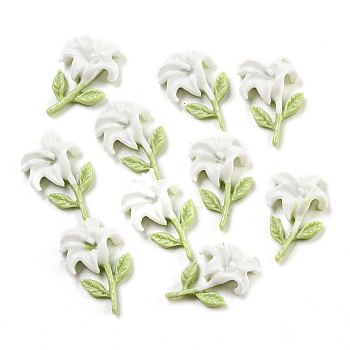 Luminous Opaque Epoxy Resin Decoden Cabochons, Glow in the Dark Flower, White, 12x7.5x3mm