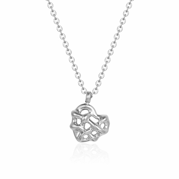 Hollow Heart Pendant Necklaces, Stainless Steel Cable Chain Necklaves for Women