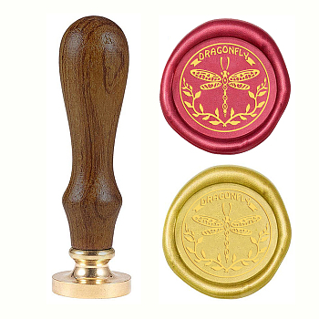 DIY Wood Wax Seal Stamp, Dragonfly Pattern, 83x22mm, Head: 7.5mm, Stamps: 25x14.5mm