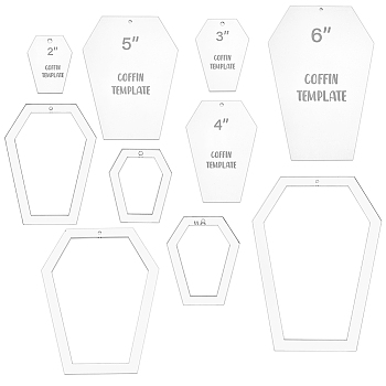 Acrylic Quilting Templates, DIY Patchwork Sewing Crafts, Coffin, Clear, 54.5~200x34.5~145x2.5mm