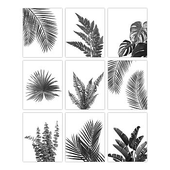 Chemical Fiber Oil Canvas Hanging Painting, Home Wall Decoration, Rectangle, Leaf Pattern, 250x200mm, 9 style, 1pc/style, 9pcs/set