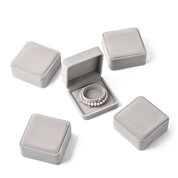 Square Velvet Bangle Display Boxes, Jewelry Storage Gift Cases for Bangle, Light Grey, 9x9x4cm