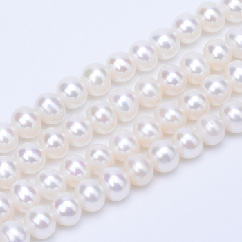 Natural Cultured Freshwater PearlBeads Strands, Round, Floral White, 4~4.5mm, Hole: 0.6~0.8mm, about 81~83pcs/strand, 14.45 inch~15.08 inch(36.7~38.3cm)