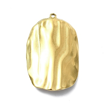 Ion Plating(IP) 304 Stainless Steel Pendants, Real 18K Gold Plated, Oval, 39x23.5x2mm, Hole: 1.8mm