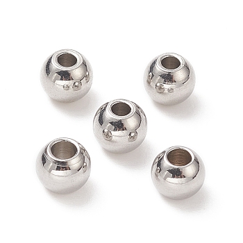 304 Stainless Steel Round Spacer Beads, Stainless Steel Color, 4x3mm, Hole: 1.5mm