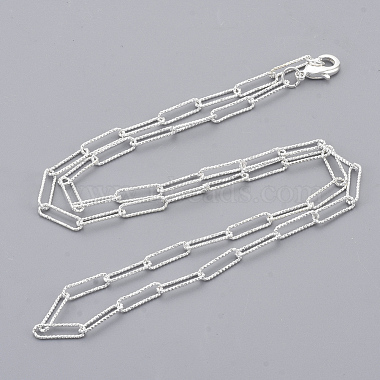 Brass Textured Paperclip Chain Necklace Making(MAK-S072-03A-S)-2