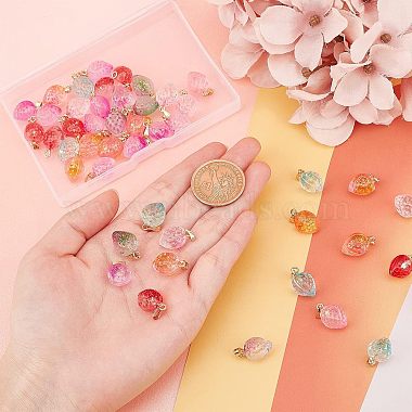 SUPERFINDINGS 60Pcs 6 Colors Two Tone Transparent Spray Painted Glass Pendants(GLAA-FH0001-30)-3