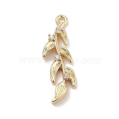 Real 14K Gold Plated Clear Leaf Brass+Cubic Zirconia Pendants