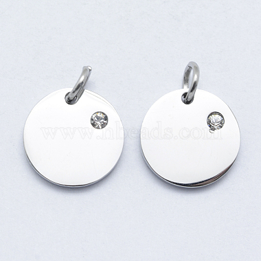 Stainless Steel Color Clear Flat Round Stainless Steel+Other Material Charms