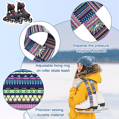 craspire 4pcs 4 couleurs imprimé polyester coton bandoulière pour patin à glace(AJEW-CP0001-90)-3