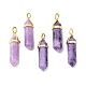 Natural Lepidolite/Purple Mica Stone Pointed Pendants(G-G025-01G-30)-1