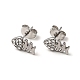 Rhinestone Fishbone Stud Earrings with 316 Surgical Stainless Steel Pins(EJEW-A081-13P-02)-1