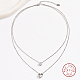 925 Sterling Silver Cable Chains Double Layer Necklaces(YE3032-1)-1