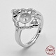 Adjustable Rhodium Plated 925 Sterling Silver Ring Components(STER-K038-091P)-1