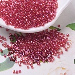 MIYUKI Delica Beads, Cylinder, Japanese Seed Beads, 11/0, (DB0172) Transparent Red AB, 1.3x1.6mm, Hole: 0.8mm, about 2000pcs/bottle, 10g/bottle(SEED-JP0008-DB0172)