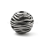 304 Stainless Steel Beads, Round, Antique Silver, 10.5x9.5mm, Hole: 1.8mm(STAS-S173-23AS)