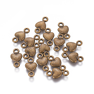 Tibetan Style Links connectors, Heart, Cadmium Free & Nickel Free & Lead Free, Antique Bronze, 15x8x2mm, Hole: 2mm(X-TIBE-23607-AB-NR)