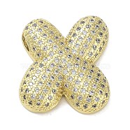 Rack Plating Brass Micro Pave Clear Cubic Zirconia Pendants, Lead Free & Cadmium Free, Long-Lasting Plated, Letter X, 25x22x5.5mm, Hole: 4.5mm(KK-R163-05X-G)