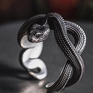 Alloy Snake Open Cuff Ring for Men Women, Antique Silver, US Size 8(18.1mm)(HAWE-PW0001-246A)