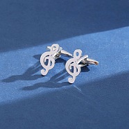 Stainless Steel Cufflinks, for Apparel Accessories, Musical Note, 15mm(PW-WG73150-10)