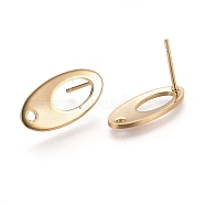 304 Stainless Steel Stud Earring Findings, Oval, Golden, 18.5x9.5x1mm, Hole: 1.5mm, Pin: 0.8mm(X-STAS-E482-01G)