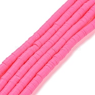 Handmade Polymer Clay Beads Strands, for DIY Jewelry Crafts Supplies, Heishi Beads, Disc/Flat Round, Fuchsia, 6x0.5~1mm, Hole: 1.8mm, about 290~320pcs/strand, 15.75 inch~16.14 inch(40~41cm)(CLAY-R089-6mm-Q031)