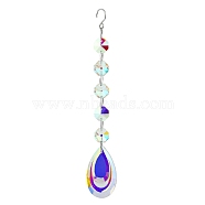 Clear AB Glass Pendant Decorations, with Glass Octagon Link, Hanging Suncatchers Garden Decorations, Teardrop, pendant: 50mm(PW-WG12742-19)