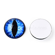 Glass Cabochons, Half Round with Evil Eye, Vertical Pupil, Royal Blue, 20x6.5mm(GGLA-T004-02Z)