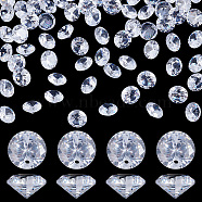 Elite Cubic Zirconia Charms, Faceted, Flat Round, Clear, 8x4mm, Hole: 1mm, 120pcs/box(FIND-PH0007-11)