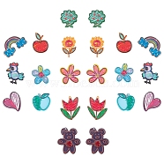 SUNNYCLUE 22Pcs 11 Style Transparent Acrylic Pendants, 3D Printed, Flower & Apple & Bear & Rooster/Cock & Rainbow with Cloud & Heart, Mixed Color, 2pcs/style(KY-SC0001-49)