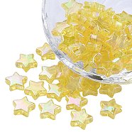 Eco-Friendly Transparent Acrylic Beads, Star, AB Color, Yellow, 10x4mm, Hole: 1.5mm, about 100pcs/bag(TACR-YW0001-01C)