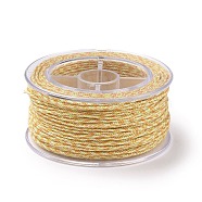 Macrame Cotton Cord, Braided Rope, with Plastic Reel, for Wall Hanging, Crafts, Gift Wrapping, Pale Goldenrod, 1mm, about 30.62 Yards(28m)/Roll(OCOR-H110-01A-15)