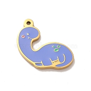 304 Stainless Steel Pendants, with Enamel, Dinosaur Charm, Real 14K Gold Plated, 16x13x1.5mm, Hole: 1mm(STAS-L022-282G)
