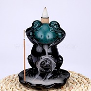 Ceramic Decorations Lotus Frog Flowback Incense Stove Ceramic Incense Stove Decorations Gift, Dark Slate Gray, 79x75x104mm, Hole: 4.5mm(JX843A)