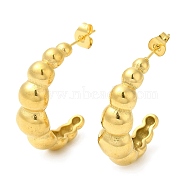 Ion Plating(IP) 304 Stainless Steel Crescent Moon Stud Earrings, Half Hoop Earrings, Real 18K Gold Plated, 27x8.5mm(EJEW-B026-18G)