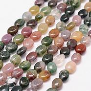 Natural Indian Agate Beads Strands, Oval, 8x6x3.5mm, Hole: 1.2mm, 48pcs/strand, 15.7 inch(G-N0173-02-6x8mm)