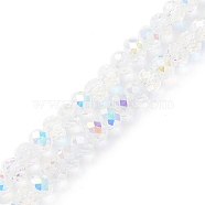 Electroplate Transparent Glass Beads Strands, AB Color Plated, Faceted, Rondelle, Clear, 5.5x4mm, Hole: 1mm, about 100pcs/strand, 17.01''(43.2cm)(EGLA-K015-07F)