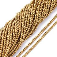 Electroplate Glass Beads Strands, Full Plated, Round, Golden Plated, 2.5mm, Hole: 0.7mm, about 177pcs/Strand, 14.09 inch(35.8cm)(EGLA-K014-A-FP05)