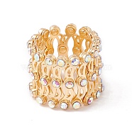 Rhinestone Folding Retractable Ring Bracelet, Brass Telescopic Rings Bracelet for Women, Crystal AB, Inner Diameter: 17.5~59mm(RJEW-G252-02G-01)