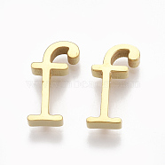 304 Stainless Steel Pendants, Golden, Letter, Letter.F, 12.5x7x3mm, Hole: 1.8mm(STAS-T041-10G-F)