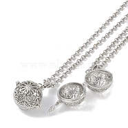 Brass Pendant Necklaces, Iron Rolo Chains, Round, Platinum, 32.05 inch(814mm)(NJEW-G089-15B-P)