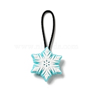 Christmas PVC Plastic Pendant Decorations, with Nylon Cord and Plastic Findings, Snowflake, White, 63.5mm(KY-G018-B05)