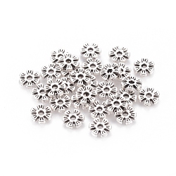 Alloy Spacer Beads, Flower, Antique Silver, 8x2mm, Hole: 1.6mm(PALLOY-R00742-AS-NR)