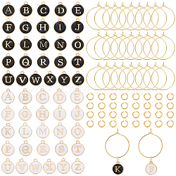 DIY Initial Letter A~Z Alphabet Brass Enamel Wine Glass Charm Rings Making Kit, Golden, 14x12x2mm, Hole: 1.5mm(DIY-SC0024-58)