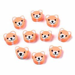 Handmade Polymer Clay Beads, Bear, Light Salmon, 8~11x9~11x4mm, Hole: 1.5mm(CLAY-S096-004B)