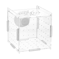 Plastic Fish Breeding Box, Fish Spawning Hatching Maternity Room, with Suction Cup, Clear, 100x100x100mm(DIY-WH0453-46A)