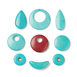 Synthetic Howlite Pendants, Mixed Shapes, Mixed Color, 23~55x29~55x5.5~12.5mm, Hole: 1~2.2mm, 36pcs/500g(G-A211-10)