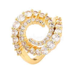 Brass Micro Pave Clear Cubic Zirconia Rings, for Women, Lead Free & Cadmium Free, Real 18K Gold Plated, 18.5mm, Inner Diameter: 21.3mm(RJEW-U009-01G)